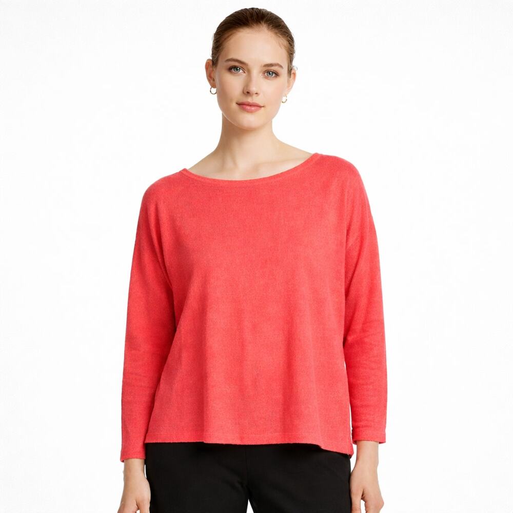 EILEEN FISHER Lightweight Sweater Pink Womens XS Long Sleeve Relaxed Lagenlook